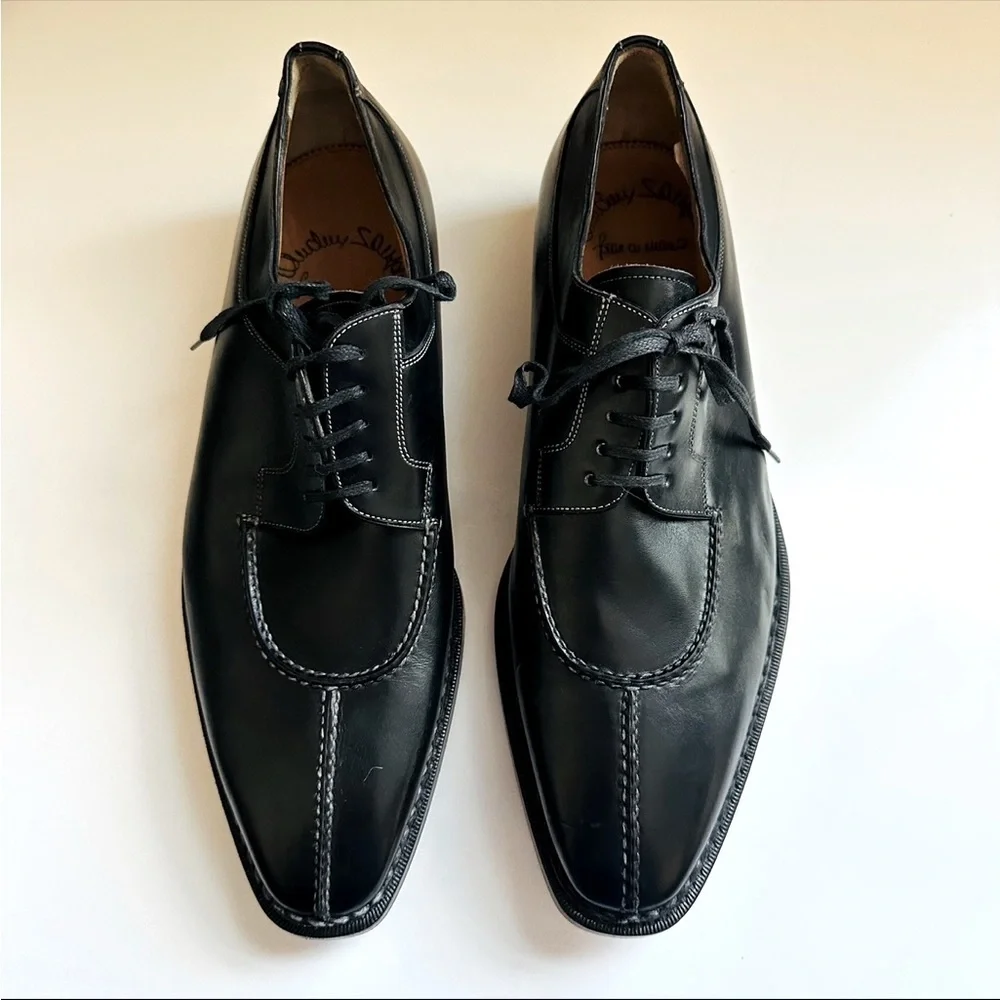 NWT $950 Nordstrom Santoni Men's Black Leather Shoes